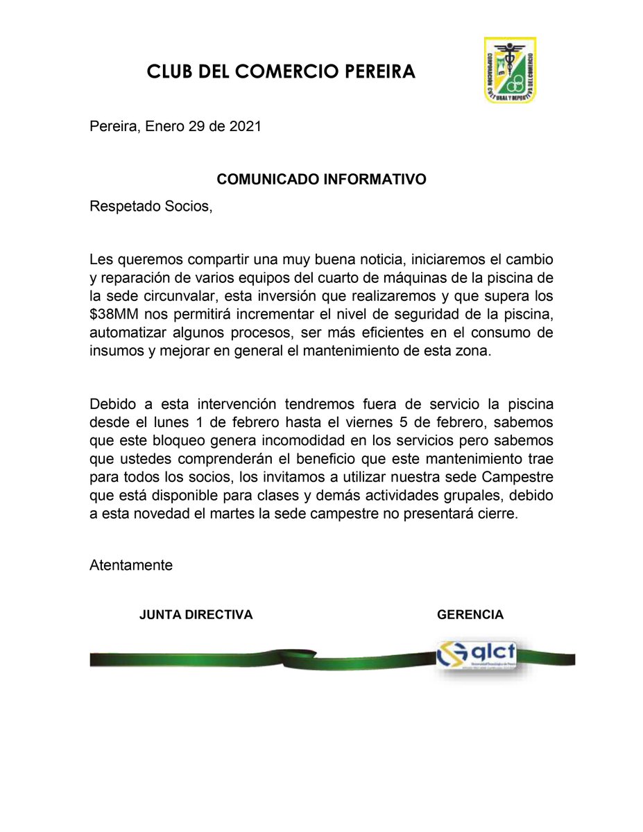 ClubComercioPei's tweet photo. Comunicado informativo para socios. https://t.co/1fx2FADFQ2