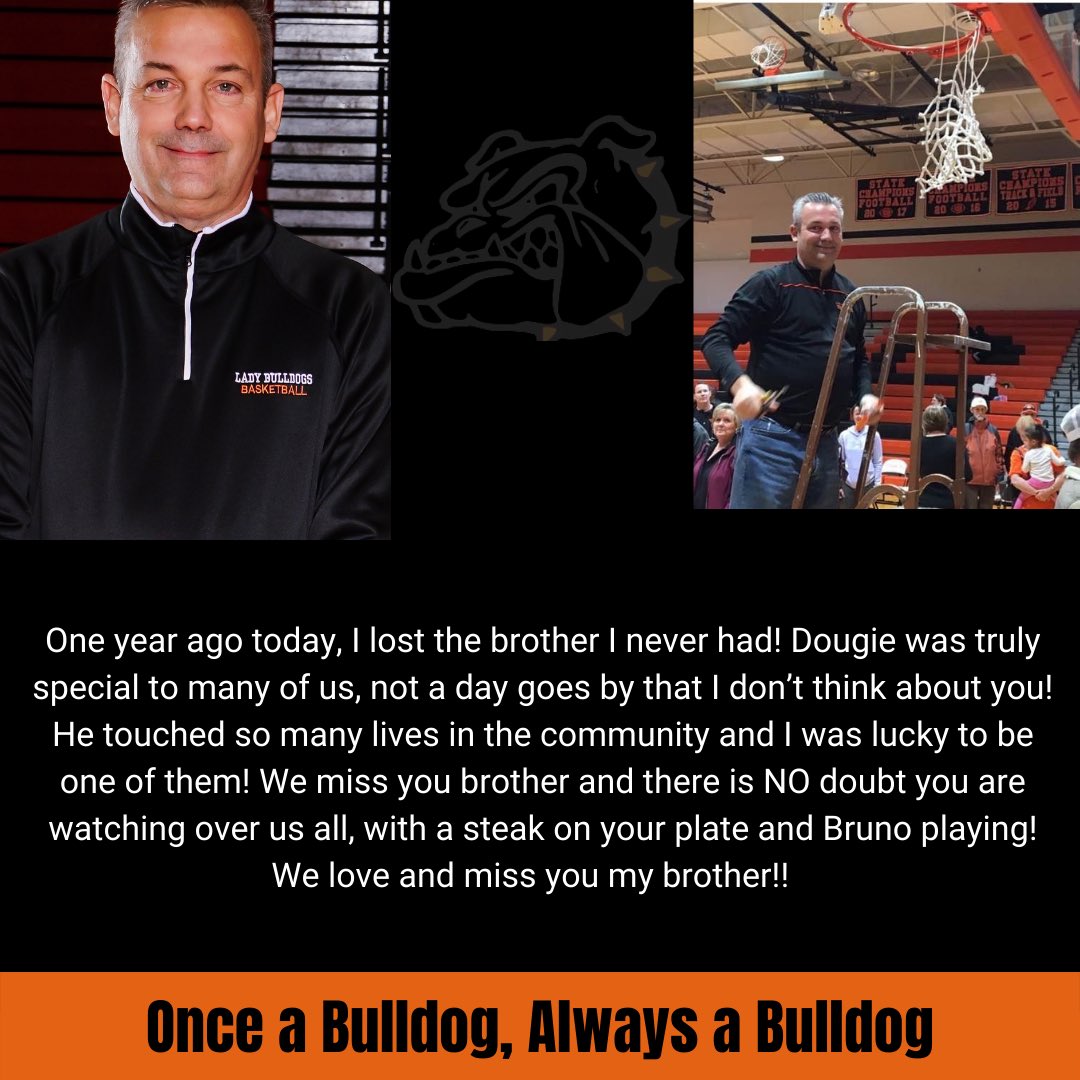 Crazy to think it was a year ago today the Bulldog Community lost its Top Dog! Miss you brother! ❤️❤️❤️🧡🖤🧡🖤#DougieFresh #CoachDoug