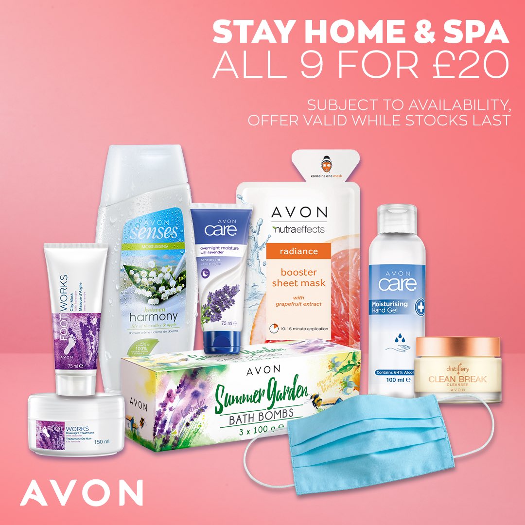 LinseyAvon's tweet photo. You deserve some lockdown me-time with this indulgent home-spa kit for just £20 (worth £31.75). As well as all of your isolation must-haves a face mask this bundle comes with some gorgeous self-care treats too!

https://t.co/teuaXnb8WK

#avon #spa #treatyourself #facemask #bundle https://t.co/pCmkyPjX4z