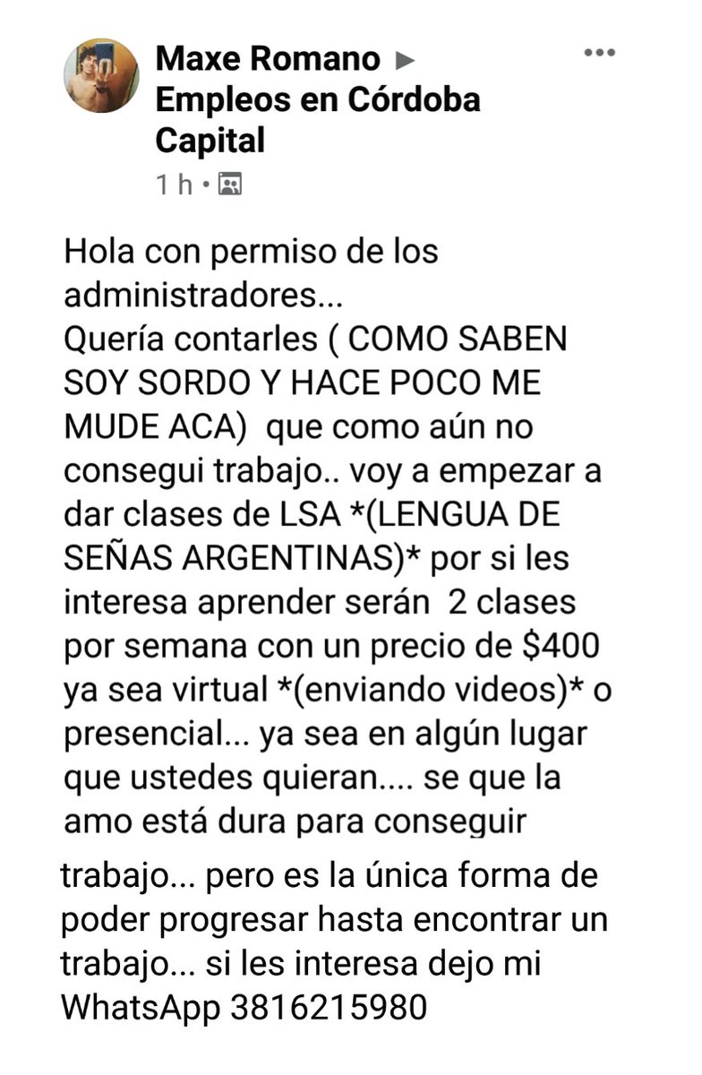 canalispaula's tweet photo. Por si conocen a alguien que le pueda interesar ésto. @VivireNuevaCba https://t.co/UIMMMgL3et