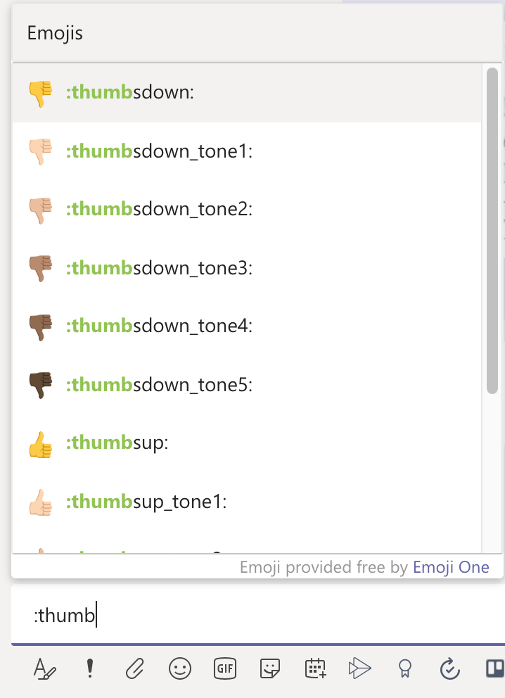 andyvanee's tweet photo. Is it a subconscious bias of MS Teams that autocompletes thumbsdown way before thumbsup? https://t.co/3H6xJ4pr9E