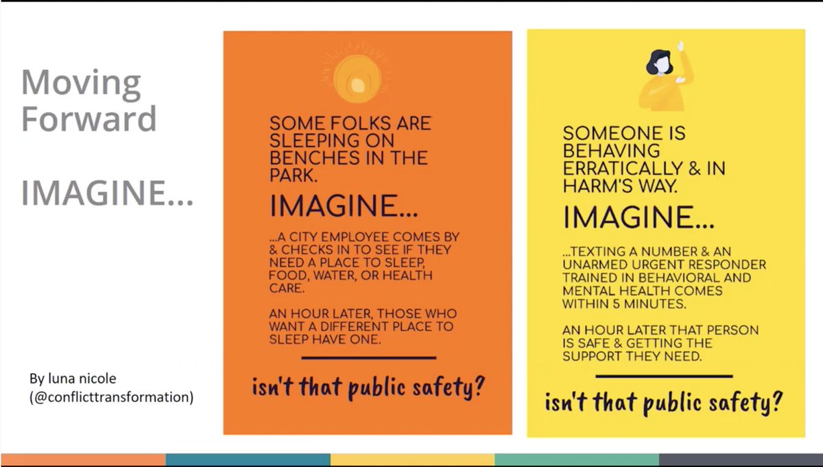 Centering the need to imagine a different way of thinking about public safety where people's needs are met,  @mariatho1 shares these incredible posters created by luna nicole. Explore the rest of the posters here:  https://atldsa.org/2018/07/07/alternatives-to-police-poster-series/