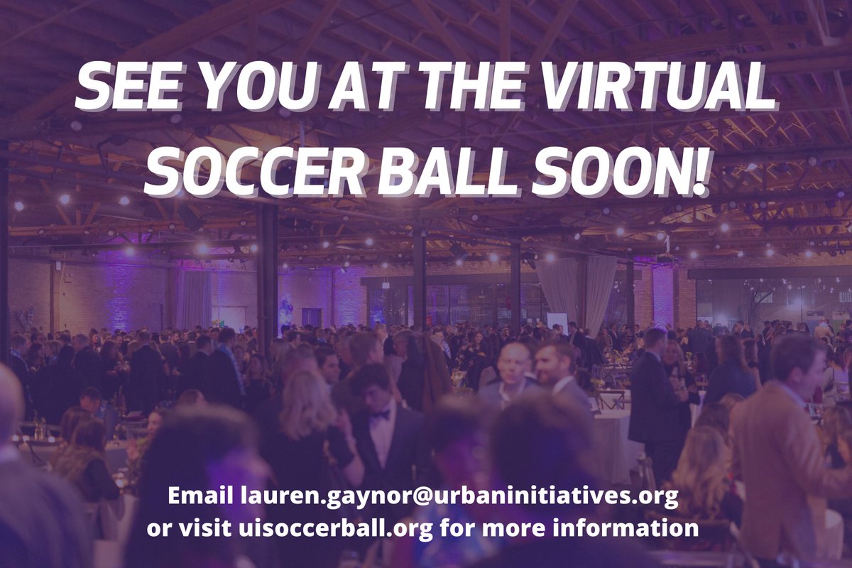 Just over 3 hours until Soccer Ball 2021! Registrants, you should have received an email with a Zoom link to the event. If you didn't see it, check your spam or email lauren.gaynor@urbaninitiatives.org for more info.