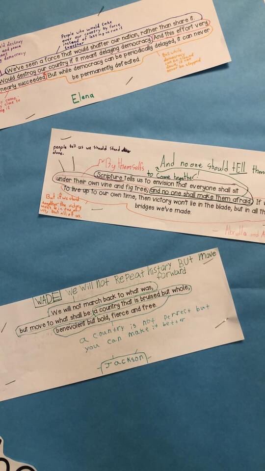 Terriclayton15's tweet photo. After decomposing, On the Pulse of Morning last semester, they couldn’t wait to get their minds around, The Hill We Climb! @ZCSStonegate  #celebrateblackhistory #feelthewords https://t.co/YP6cp6oXMe