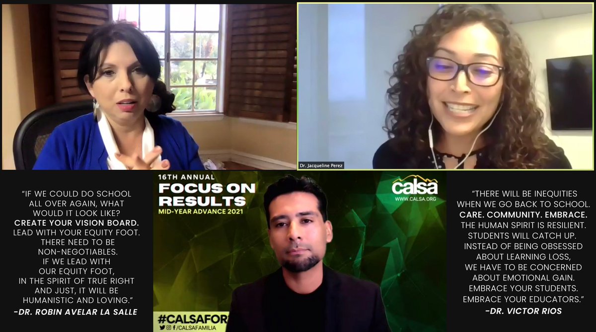 INCREDIBLE conversation with @CALSAfamilia to wrap up day 1 of #CALSAFOR21. So impressive and informative. Thank you for sharing your insights @drvictorrios and @ravelarlasalle. It was a pleasure to listen in. + Awesome job moderating @jacquelinep001! #quoteoftheday x2