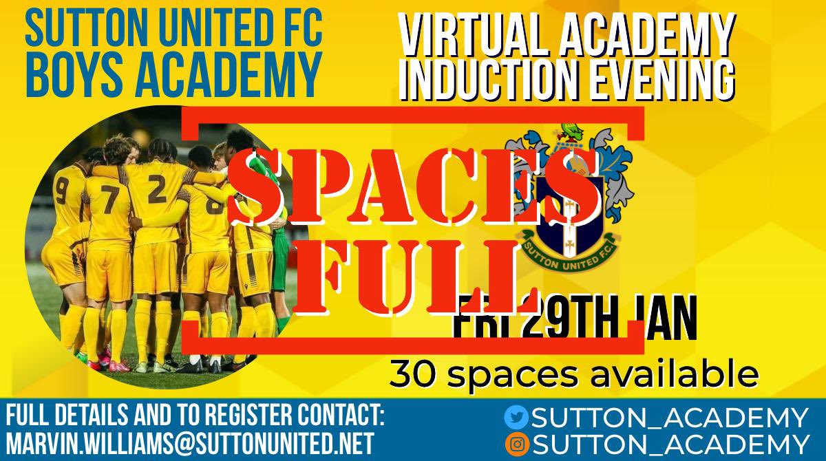 sutton_academy's tweet image. Thanks to all the boys who attended our @suttonunited induction tonight. We’ll be hosting another in 2 weeks. Date to be confirmed shortly. #Academy #SuttonUnited #RealPathway
