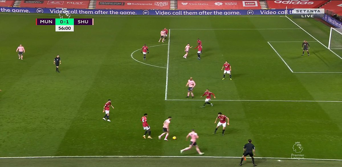 DefendingTheir goal was foreshadowed here. Rashford tells Harry to track the overlap even though it's his man. Then, once Harry does Rashford leaves the man Harry was initially marking! It gives Telles a problem but notice the pass. Look familiar? Remember the goal.