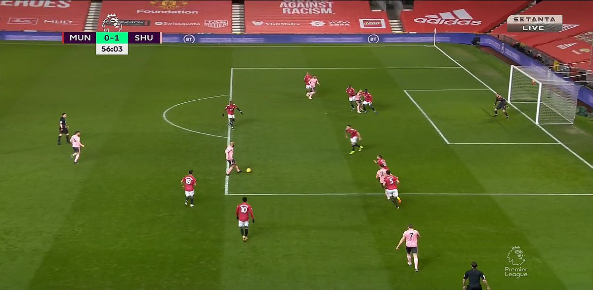 DefendingTheir goal was foreshadowed here. Rashford tells Harry to track the overlap even though it's his man. Then, once Harry does Rashford leaves the man Harry was initially marking! It gives Telles a problem but notice the pass. Look familiar? Remember the goal.