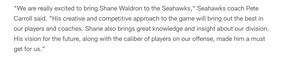 MikeDugar's tweet photo. #Seahawks HC Pete Carroll statements on the hiring of Shane Waldron and Andy Dickerson: https://t.co/ashyeNyAx3