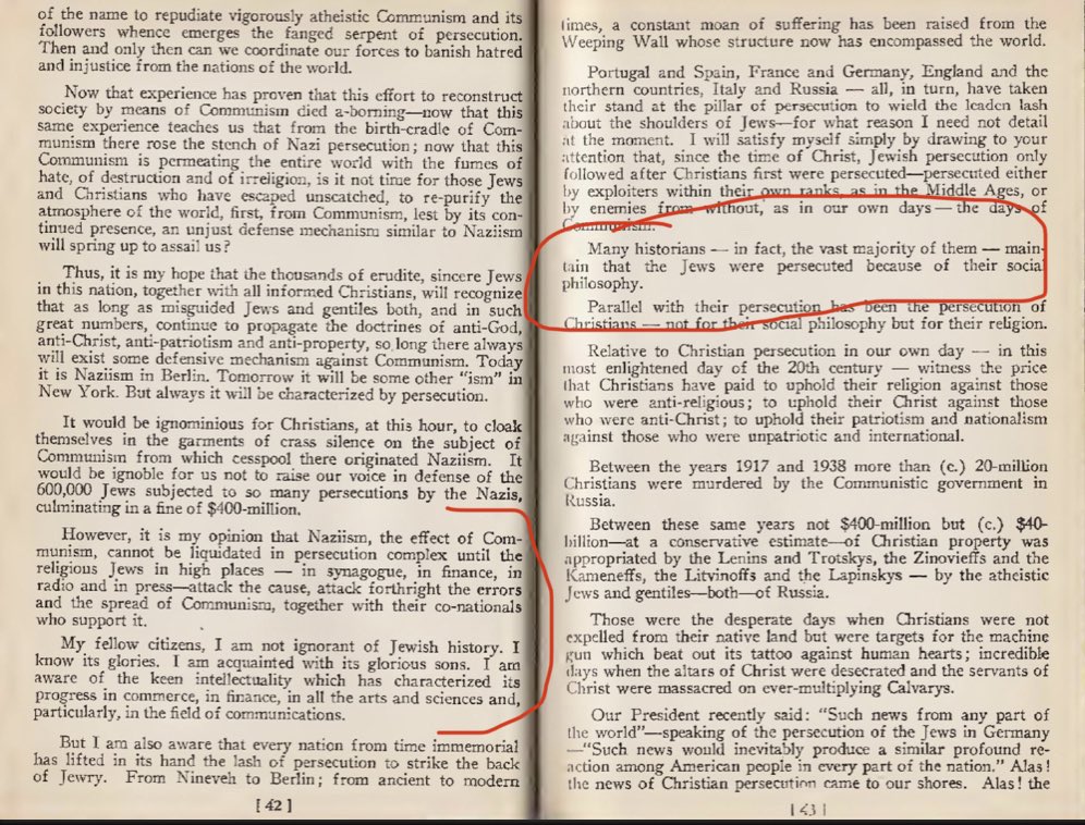 ClementsAustinJ's tweet photo. If you want a deep-dive into the mindset of “I’m not an antisemite I just want to save the Jews from causing their own persecution” you can’t do better (before Lindsay today) than Father Coughlin’s 1939 sermons compiled in the pamphlet “Am I an Anti-Semite?” https://t.co/IcVI9rRVuo