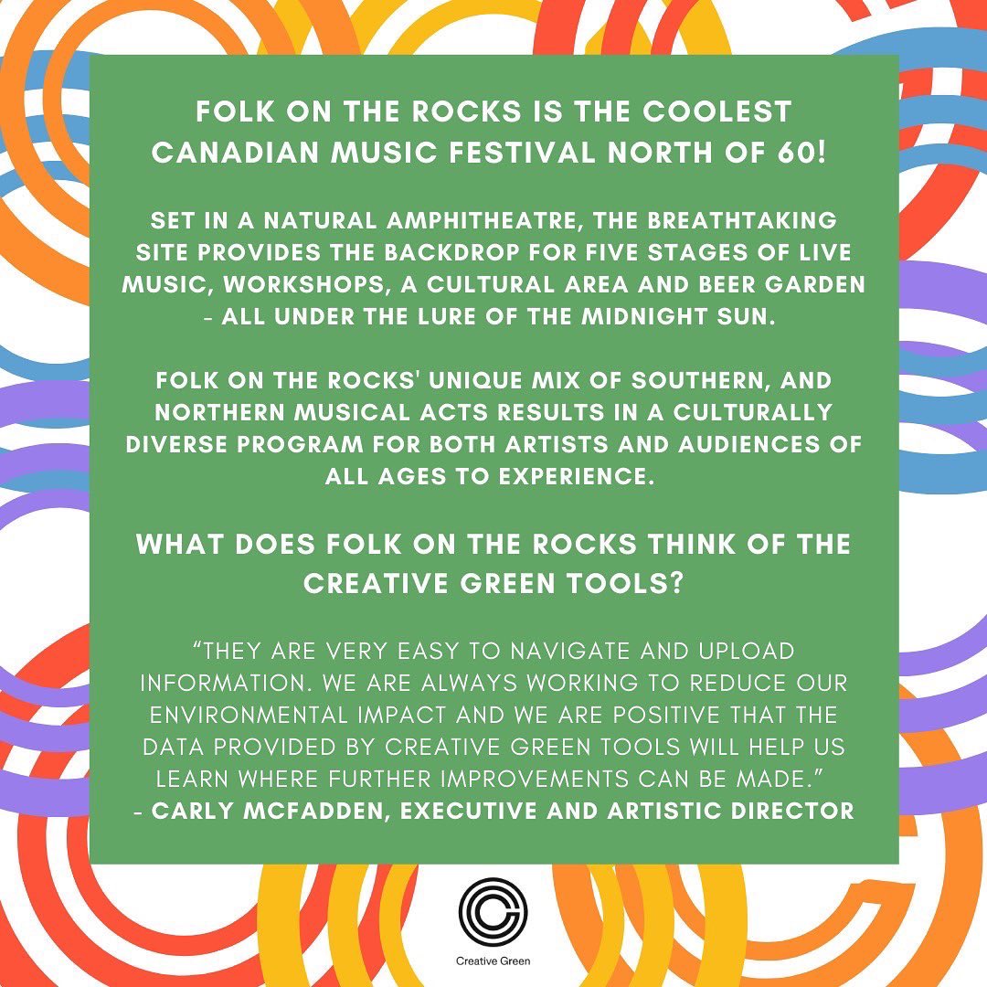 🌿SPOTLIGHT TIME🌿

This week QDF is spotlighting another Creative Green superstar! 

<a href="/FolkontheRocks/">Folk on the Rocks</a> is a Music Festival in the Northwest Territories that have been testing out the Creative Green tools.

Be sure to check them out! 
#weareqctheatre