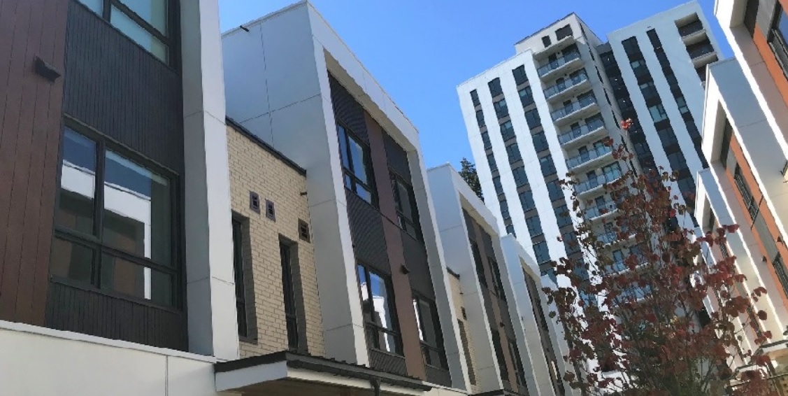 BrockWhiteCo's tweet photo. Wesbrook Lot 11 @ UBC was designed by @ZGFArchitects, installation by Summit Steel Cladding Inc.  The project consists of a 14-storey rental tower @ 2 blocks of 3-storey townhomes featuring @AL13Panel , @CERACLAD_USA , @rockwoolna  @TheHenryCompany  VP160. https://t.co/bYLgVQBBZ5 https://t.co/QXBS1dQl0m