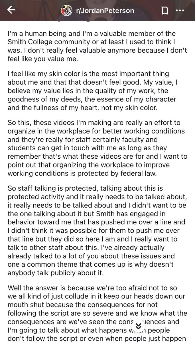 7/ So who is Jodi Shaw? She’s a “whistleblower” who needs us all to understand that she’s being oppressed because her workplace is forcing her to *checks notes* think about racism sometimes. I read a transcript of her first video because I didn’t feel like listening to this: