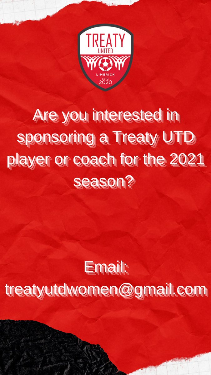 TreatyUnitedFC's tweet photo. 🗣 Treaty UTD FC are seeking sponsors for the upcoming season. 

If you are interested in sponsoring a player or a coach in Treaty UTDs Senior Women's team or the U17 Women's team...

Email ➡️ treatyutdwomen@gmail.com

#TreatyUTD #WNL https://t.co/4pEBEjRJGJ