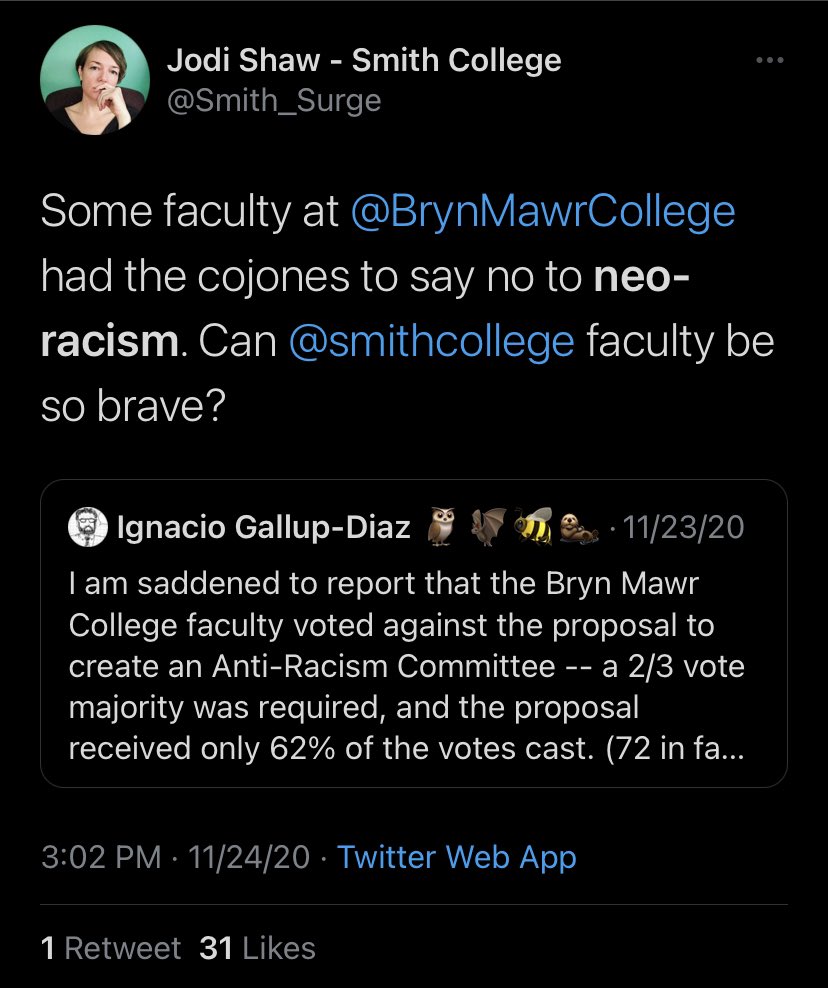 10/ So this brave whistleblower has been tweeting about neoracism since November 2020, so not that long! But she’s never interacted with McWhorter, so how did it get to him?