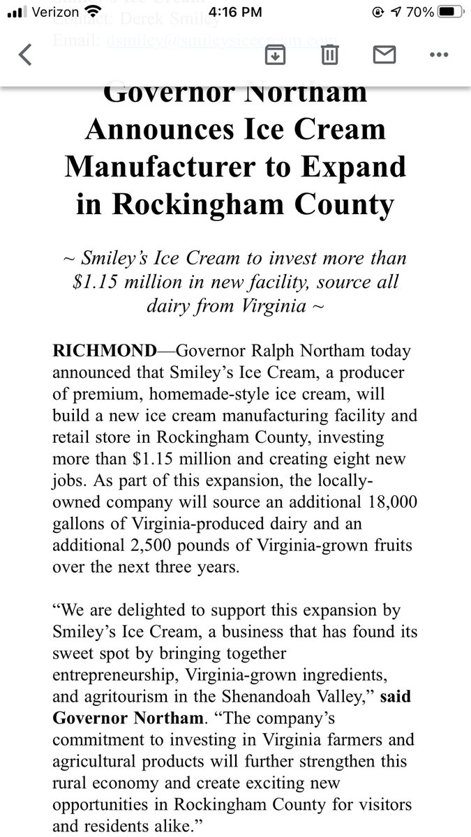 There is some sweet news coming out of a Rockingham County today. <a href="/SmileysIceCream/">Smiley's Ice Cream</a> is expanding (but you would have known this in August if you subscribed to <a href="/DNRnews/">Daily News-Record</a>.)