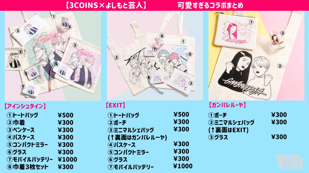 3coins 不条理 吉本芸人コラボ アインシュタイン 巾着