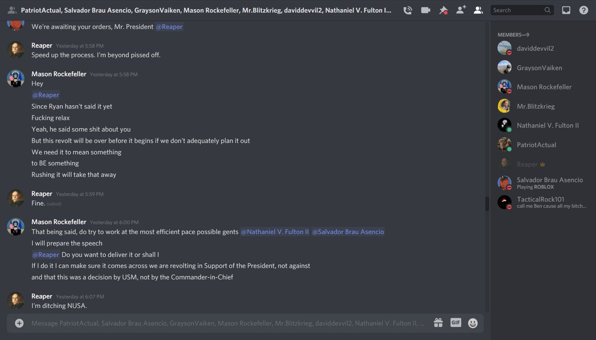 Guggen_Pierre's tweet photo. .@LordDeathRBLX @RockefellerRBX THE PRESIDENT OF THE UNITED STATES AND MASONROCKEFELLER HAS JUST COMMITED HIGH TREASON AGAINST THE UNITED STATES, GET THEM OUT OF HERE! THIS ACT OF SEDITION WILL NOT BE TOLERATED BY THE AMERICAN PEOPLE NOR WILL OUR MILITARY BE THREATENED! https://t.co/kIYF1a15Lr