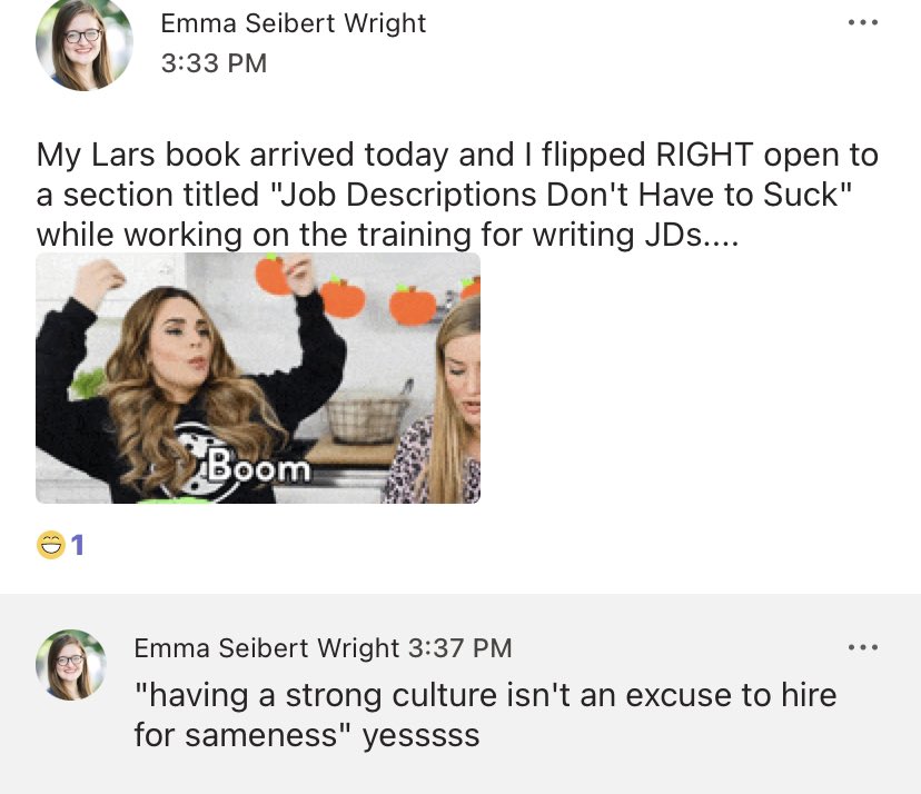 The team is already putting <a href="/Lars/">Lars Schmidt 🪩</a>’ <a href="/RedefiningHR/">Redefining HR</a> book to work!   We’re looking forward to integrating so many more promising practices that we learn.  Thank you Lars and everyone who contributed!