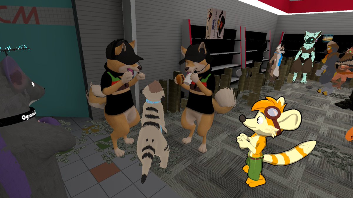 wildbilltx's tweet photo. GameStonk's stock exploded this week by #furries visiting @thecoopertom's #VRchat Mall location!  Too much fun last night!🐻 https://t.co/CEugnyXqar