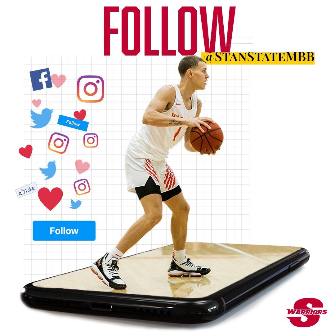 GoStanState's tweet photo. ➡️ This week we are highlighting Men’s Basketball! You can follow their team account on Instagram &amp; Twitter @StanStateMbb &amp; Facebook @StanStateMensBasketball 🏀

#mensbasketball #gostanstate https://t.co/MpSwVr6ME5