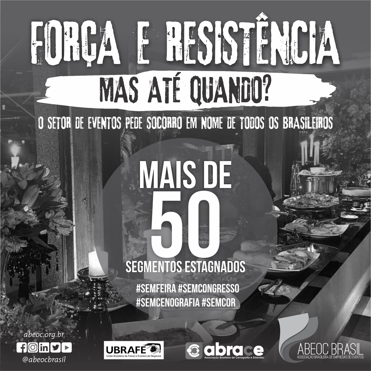 abeocbrasil's tweet photo. Queremos um basta! Quando apresentamos números do setor, muitas vezes vamos além das empresas de organização, promoção, cenografia e montagem. A cadeia produtiva vai além de 50 segmentos, são milhões de trabalhadores correndo risco de desemprego. #semcor #movimentoatequando https://t.co/MxXnoVsEvG