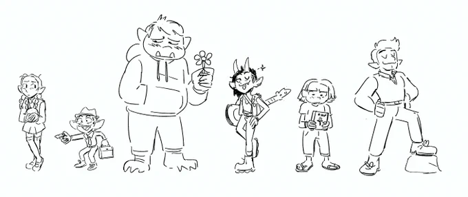 might color later if i have the time but i've been listening to dimension20's Fantasy High and it is very good. (recommended to me by my friend @lemonlette, who's looking for revisions or writing work, check them out!!) 