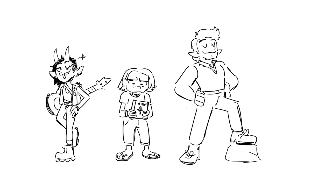 might color later if i have the time but i've been listening to dimension20's Fantasy High and it is very good. (recommended to me by my friend @lemonlette, who's looking for revisions or writing work, check them out!!) 