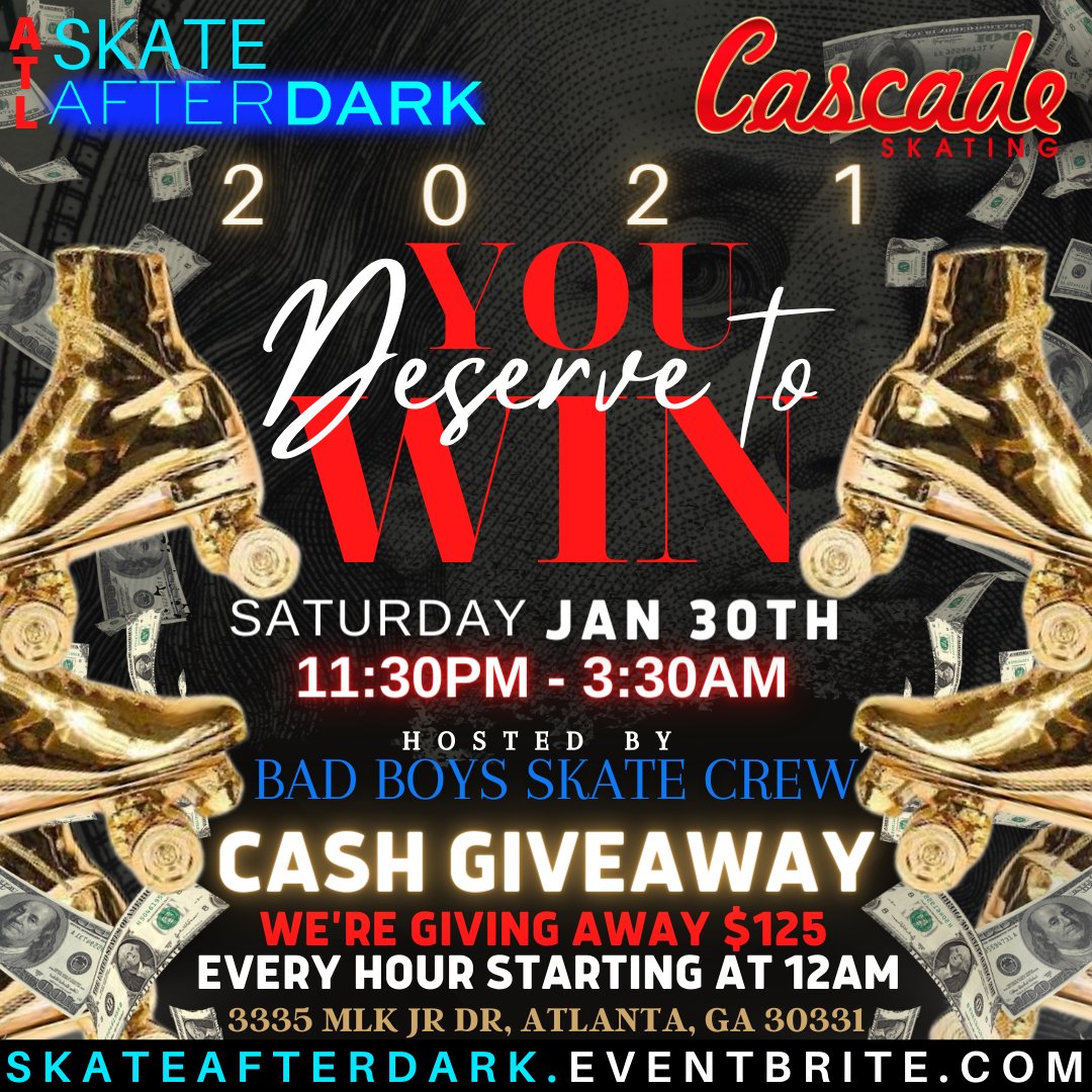 EricBlack41's tweet image. ATL Skate After Dark Adult Night 1-30 Saturday 11:30pm-3:30 am. 
TOMORROW! $125 CASH GIVEAWAYS EVERY HOUR !
4 DJ’s 🎧
@djgreg_nyce
@yoga.photography_
@ham.sk8
@iamdjtwo_one

💥 SPECIAL PRESENTATION FROM THE BAD BOYS SKATE CREW!
 mailchi.mp/fdd8b92d7a1a/4…