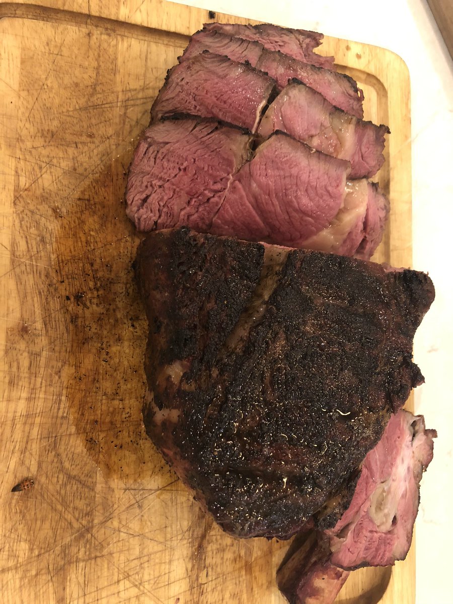 Mahoosive cote de beouf from <a href="/WhiteRowFarm/">WhiteRowFarm</a> for dinner tonight.  Reversed seared on the <a href="/BigGreenEgg/">Big Green Egg</a>. This was very good...........