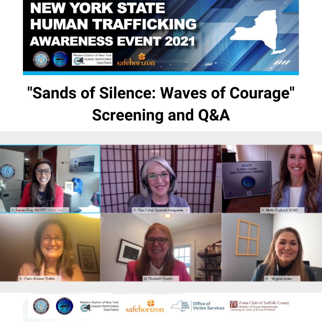 Beaming smiles from our panelists! Thank you, everyone, for joining us for the 3-day NYS Human Trafficking Awareness Event 2021. <a href="/BrooklynDA/">Brooklyn District Attorney Eric Gonzalez</a> <a href="/SCATILongIsland/">SCATI LongIsland</a> <a href="/DAErieCountyNY/">Erie County District Attorney's Office</a> <a href="/FSTHfoundation/">FSTH</a> @sandsofsilence <a href="/NYSPublicSafety/">New York Public Safety</a> <a href="/empowerLI/">ECLI</a> <a href="/SafeHorizon/">Safe Horizon</a> <a href="/SCPDHq/">Suffolk County Police Department</a> <a href="/ZontaIntl/">Zonta International</a> <a href="/ZontaIntl/">Zonta International</a>