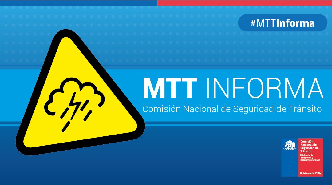 conaset's tweet photo. ☔🌧 #MTTInforma | Este fin de semana se esperan fuertes lluvias en distintas regiones del país.

⚠Conduce con precaución.
⚠Evita maniobras riesgosas.
⚠Señaliza tus movimientos.
⚠No conduzcas bajo efectos de alcohol u otras drogas.
⚠Baja la velocidad.

#TodxsSomosVialistas https://t.co/20sqbt4W5g