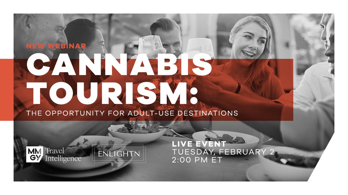 Don't miss your chance to learn how destinations can embrace adult-use cannabis tourism. Join us on Tuesday, February 2, at 2 p.m. EST as we discuss cannabis-related experience development, revenue stream opportunities and more. Register now: bit.ly/3eT273i