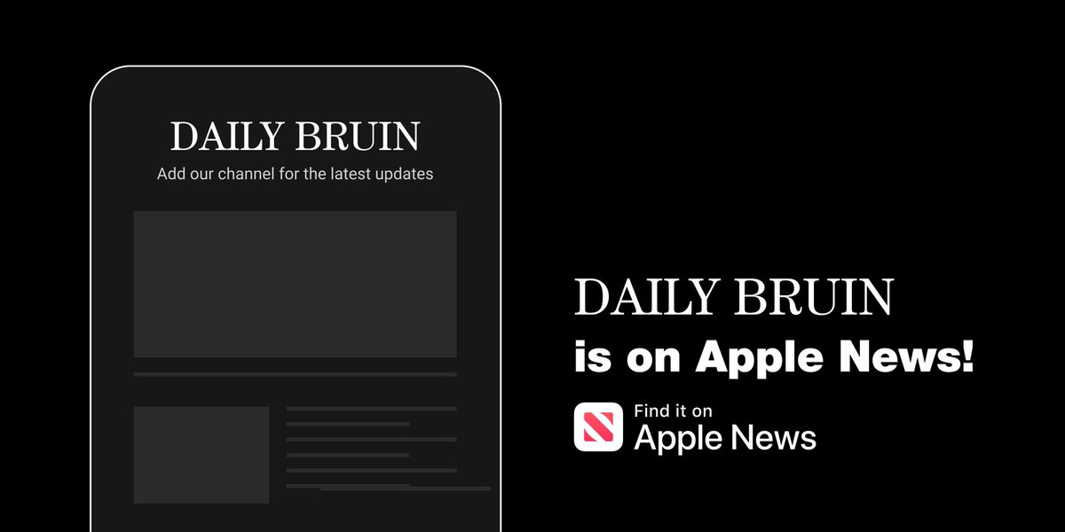 dailybruin's tweet photo. Campus news at the touch of your screen. The Daily Bruin is now available on Apple News – so tap the link to access and subscribe to UCLA's latest breaking stories.

https://t.co/lyGMFPynC7 https://t.co/xO3QdaXw7M