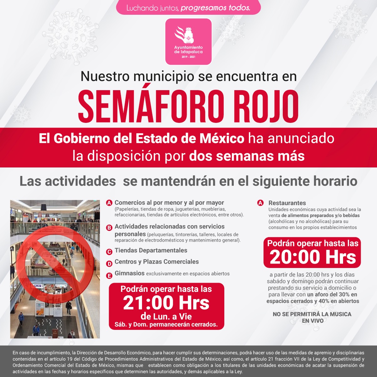 ixtapaluca_ayu's tweet photo. ¡Atención! 

A través del @Edomex se ha anunciado la extensión del semáforo rojo 🔴 dos semanas más, por lo que te pedimos no bajar la guardia en #Ixtapaluca. Sigue con las medidas de higiene y las actividades se mantiene de la siguiente manera 👇🏻 https://t.co/5dacEjHh1z