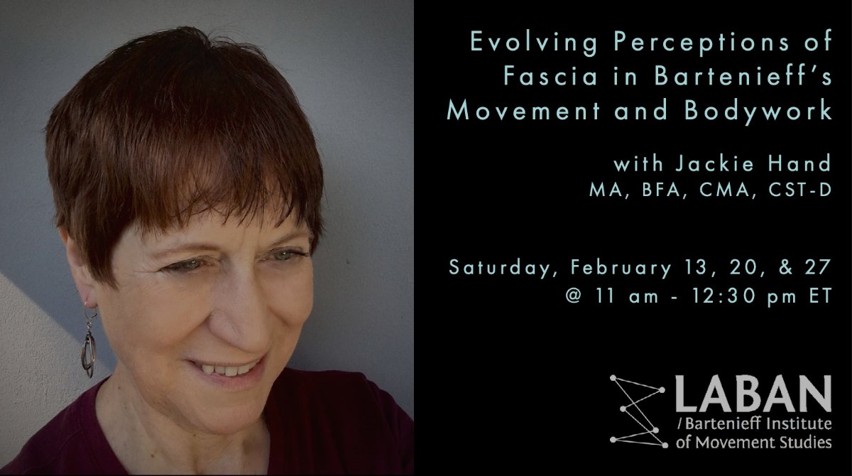 Upcoming Workshop!!
The Evolution of the Understanding of Fascia in Relationship to Bartenieff’s Movement Fundamentals and Connective Tissue Techniques®

bit.ly/2YrxsnN

#fascia #movement #connectivetissuetechnique #lbms #lims #laban #barteniefffundamentals #cma