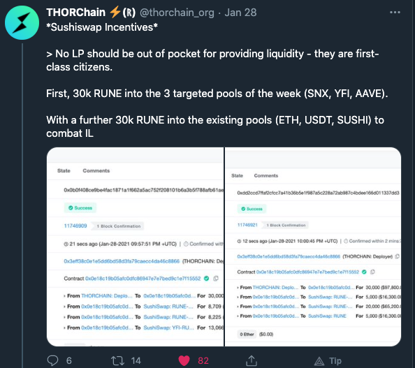 Direct pools incentives are chunks of  $RUNE the team adds to the targeted pools in order to invite the liquidity. Right now those incentives are solely introduced by  @thorchain_org. In the future I see the new pools heavily incentivizing their own communities to pull liquidity