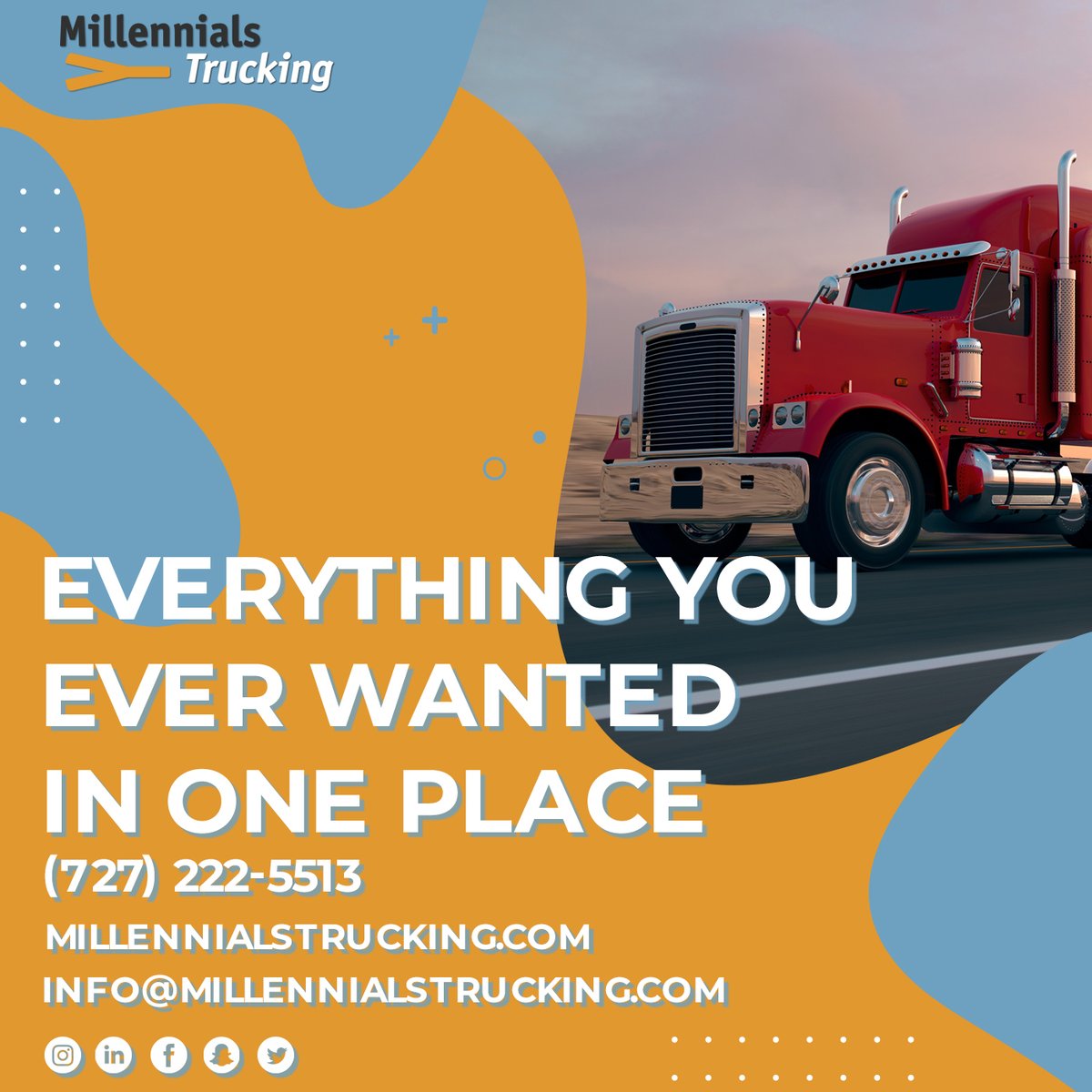 Everything you wanted in one place! Check out our website and apply now!

#staysafe #thankyou #millennialstrucking #trucking #trucks #truckerslife #truckers #wearehiring #findjob #country #jobs #work #usatrucks #truckdrivers #trucker #usaroads #hiring