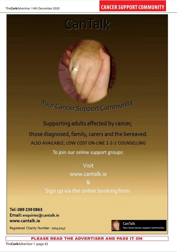 cantalk15's tweet photo. Are you an adult supporting someone with cancer in Ireland? Do you need support? Would you like to talk about it your peers?

Our support groups are for the families and carers of those with cancer who need support and time for themselves. If this is you please come along. https://t.co/bpkfM8dRhc