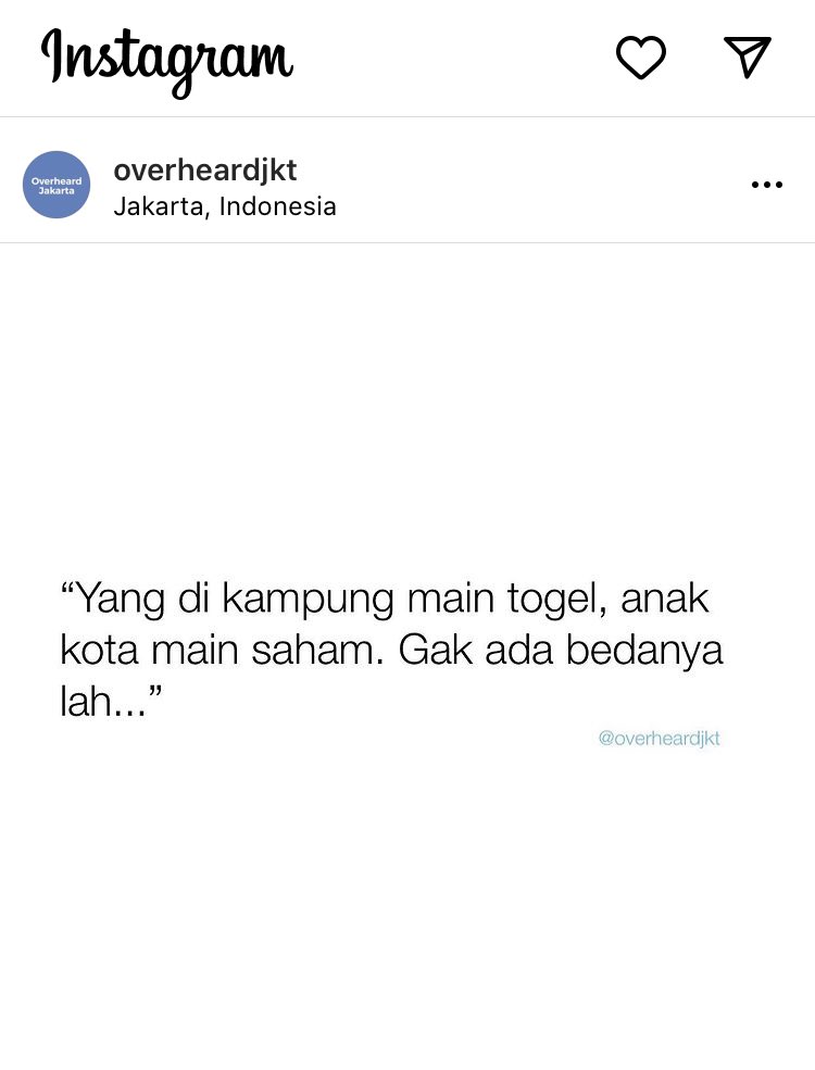 Pada triggereddd sama postingan ini. Anak saham nggak terima disamain dengan anak togel. Padahal, berapa banyak orang beli saham berdasarkan feeling? Anak togel menyebut itu ramalan.
