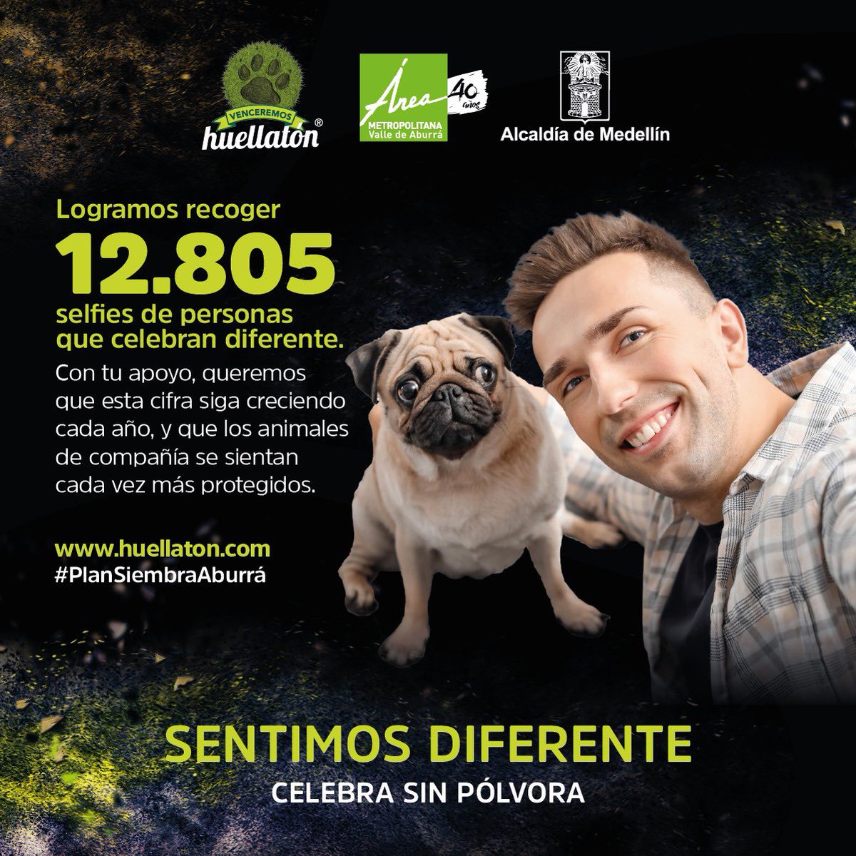 Areametropol's tweet photo. En el 2020 la #Huellatón 🐾 logró impactar a los hogares del Valle de Aburrá, generando conciencia sobre la importancia del cuidado a los animales de compañía y sin aumentar el número de lesionados por pólvora durante las celebraciones de diciembre. https://t.co/rxrZqjOuo5