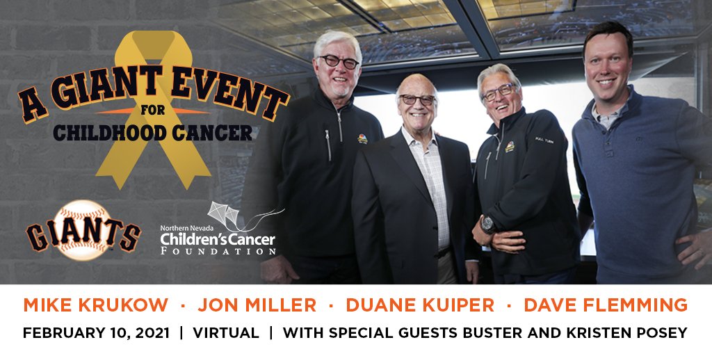 Our friends at <a href="/NVKidsCancer/">Northern Nevada Children's Cancer Foundation</a> are hosting A Giant Event for Childhood Cancer! Join us and your favorite <a href="/SFGiants/">SFGiants</a> broadcasters for a night of baseball storytelling and fundraising for kids battling this disease. #AGiantEvent bit.ly/3onOvS5