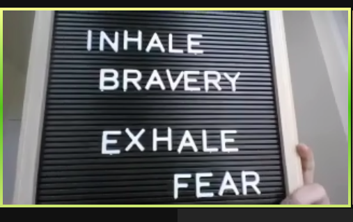 A reminder that the kids, always watching, often gift us strength.  My remote classroom on the left; on the right, my reader's message to our class as we head into hybrid.  #weared97