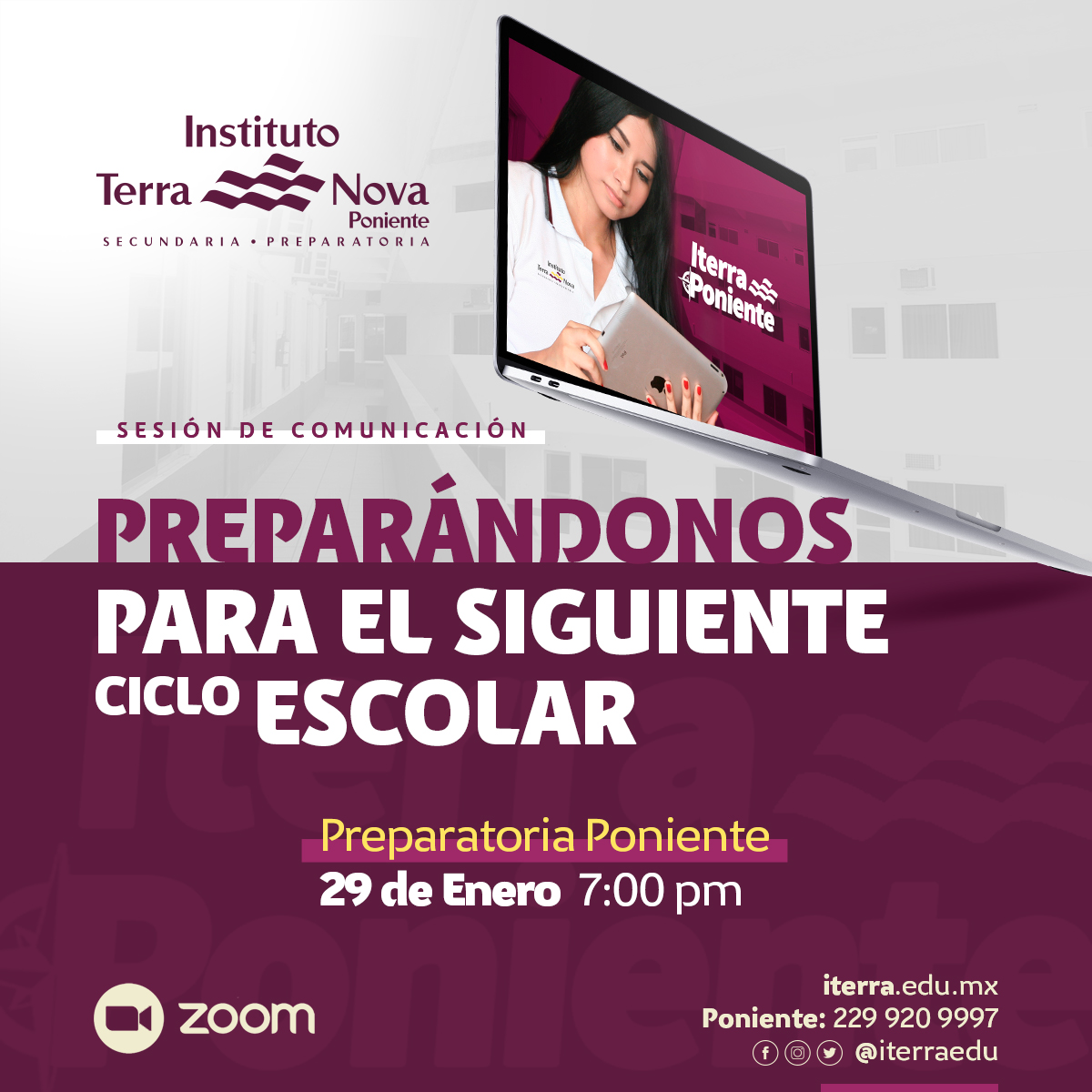 iterraedu's tweet photo. A nuestra comunidad de 𝐏𝐫𝐞𝐩𝐚𝐫𝐚𝐭𝐨𝐫𝐢𝐚 𝐢𝐓𝐞𝐫𝐫𝐚 𝐏𝐨𝐧𝐢𝐞𝐧𝐭𝐞 les recordamos que hoy tendremos nuestra sesión de comunicación virtual para conocer a profundidad los detalles del próximo ciclo escolar.⁣
⁣
💻 Los esperamos a las 𝟕:𝟎𝟎 𝐩𝐦 𝐯í𝐚 𝐙𝐨𝐨𝐦. https://t.co/sxa2p96bcB