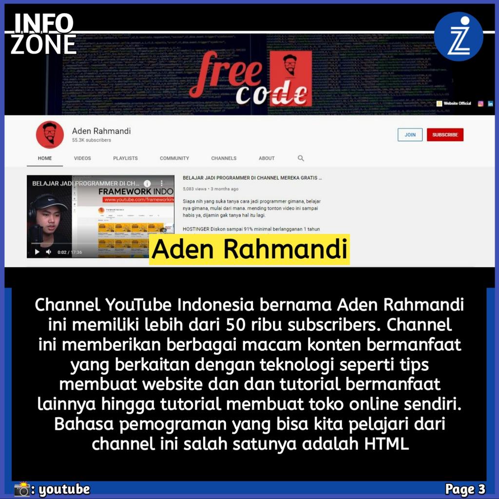 InfozoneTechno's tweet image. Berikut rekomendasi channel YouTube Indonesia yang bisa kalian jadikan pilihan untuk belajar Programming

Selengkapnya ada di Instagram kita ya!

Link IG: instagram.com/p/CKoXfD3ryl6/…
.
#programming #programmingindonesia Kang Pipit Perang Dinar #eiger Aceh Bu Susi Alya Pajak Diskon