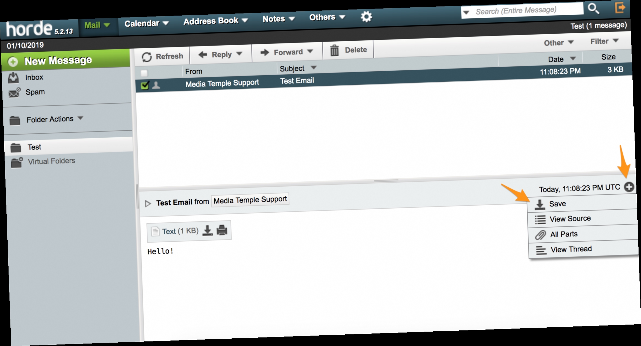 Horde how to download as eml or msg file twitter