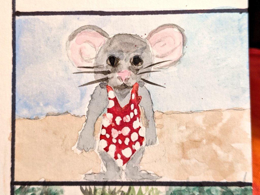 staceymcl's tweet photo. Mouse in a bathing suit #doodletogether https://t.co/Jkr64jiXPA