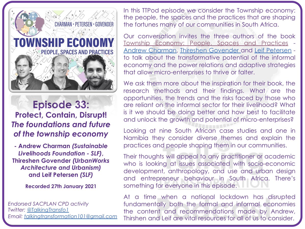 TalkingTransfo1's tweet image. The full rundown for the latest Talking Transformation Podcast Episode, Episode 33 and our 2nd of 2021.

Anchor: lnkd.in/druqVdc

Apple: lnkd.in/dXf7FpU

Spotify: lnkd.in/dARZUt9

#forthetattooedmakerofcities #spatialtransformation #informaleconomy