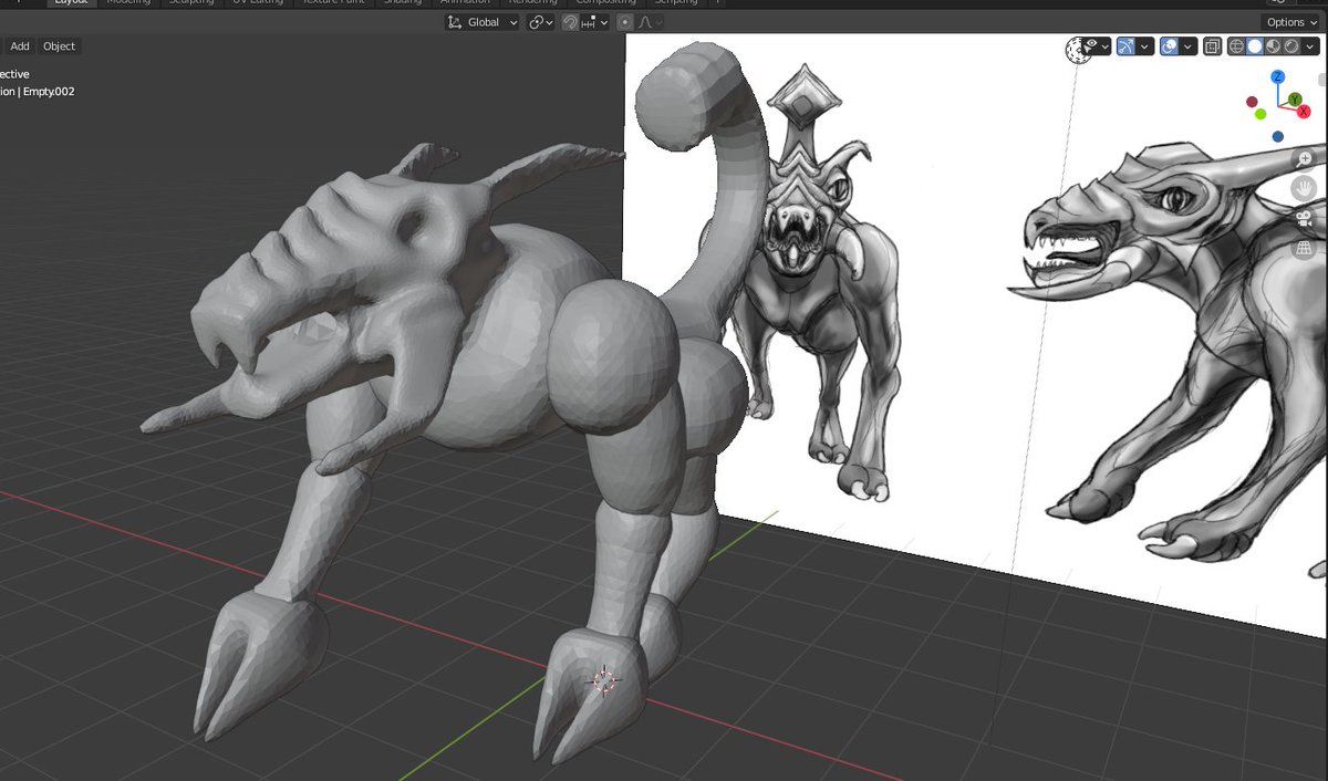 エンマ Game 3dcg Blender Sculpting 4lcreature03 主に顔をスカルプトしたけど なんかrotateブラシがうまく機能しなくて目の位置を回転できない Creature Creaturesculpture Monster T Co Jjcsdftawr