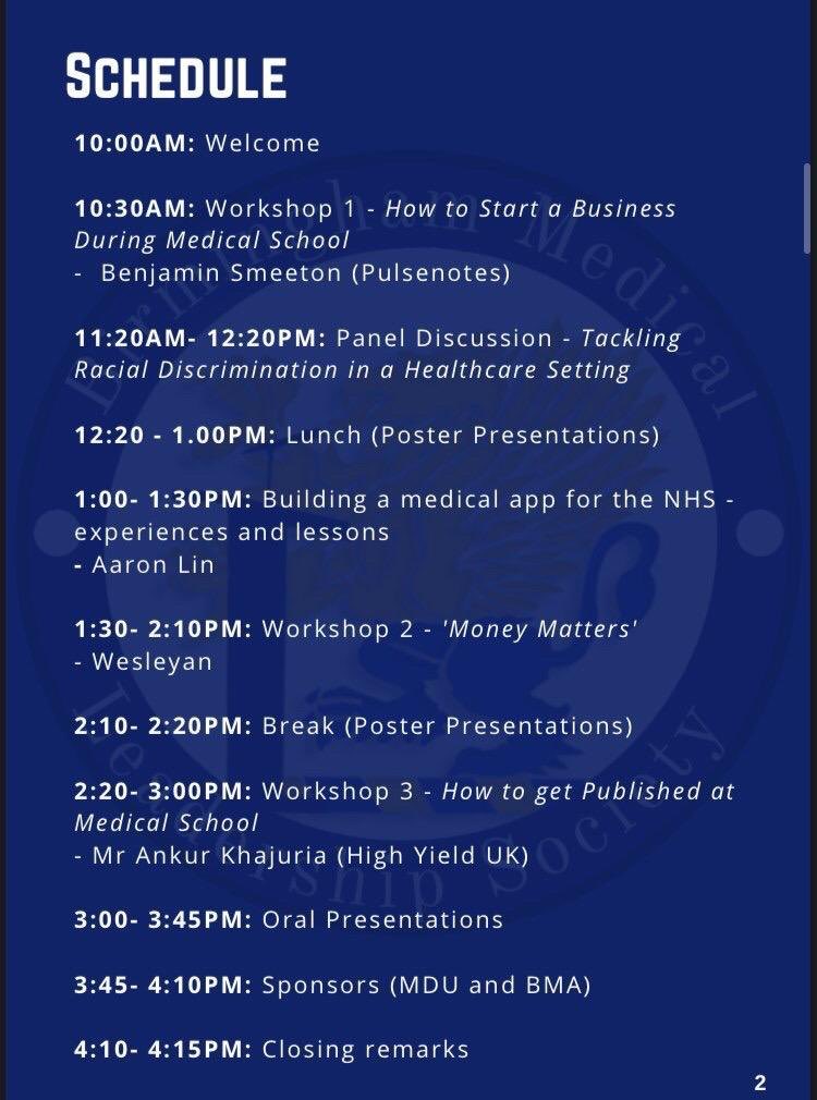 #MedStudentTwitter #medtwitter schedule for #BMLS2021 Future of Medicine &amp; Surgery Conference (10am tomorrow)!!